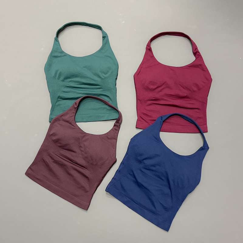 Yoga Mat For Fitness - 여성용 홀터넥 스포츠탑 심리스 요가 탱크탑