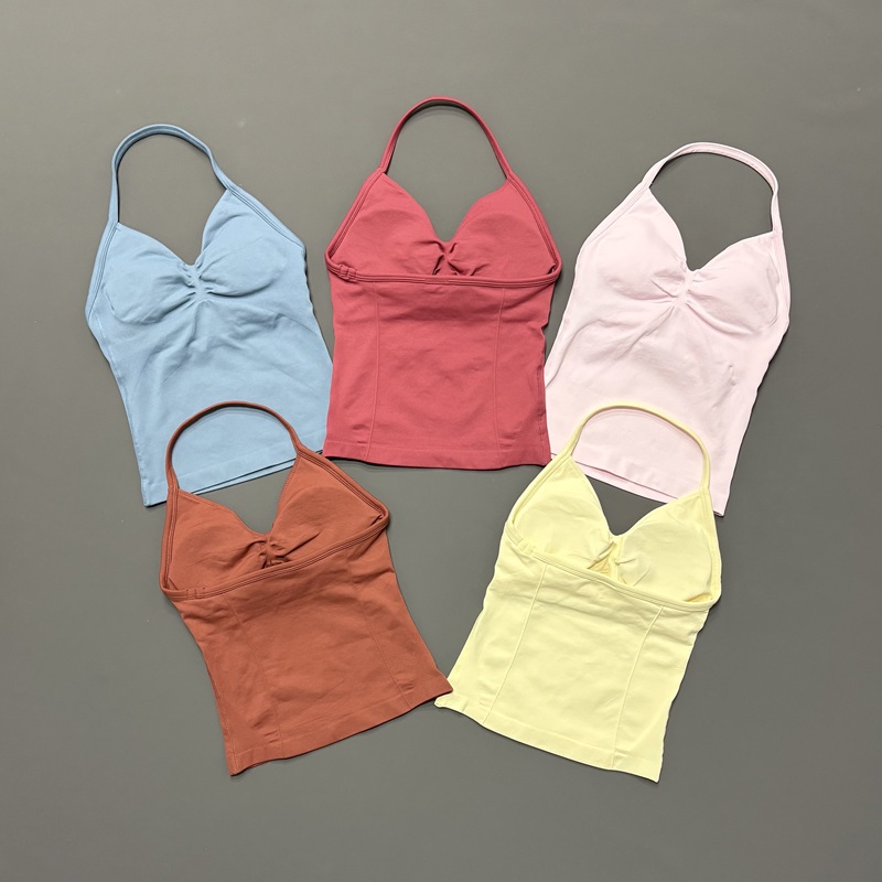 짐 여성용 스포츠 탱크탑 심리스 홀터 스파게티 스트랩  - Yoga Fitness Top 리뷰 및 가격