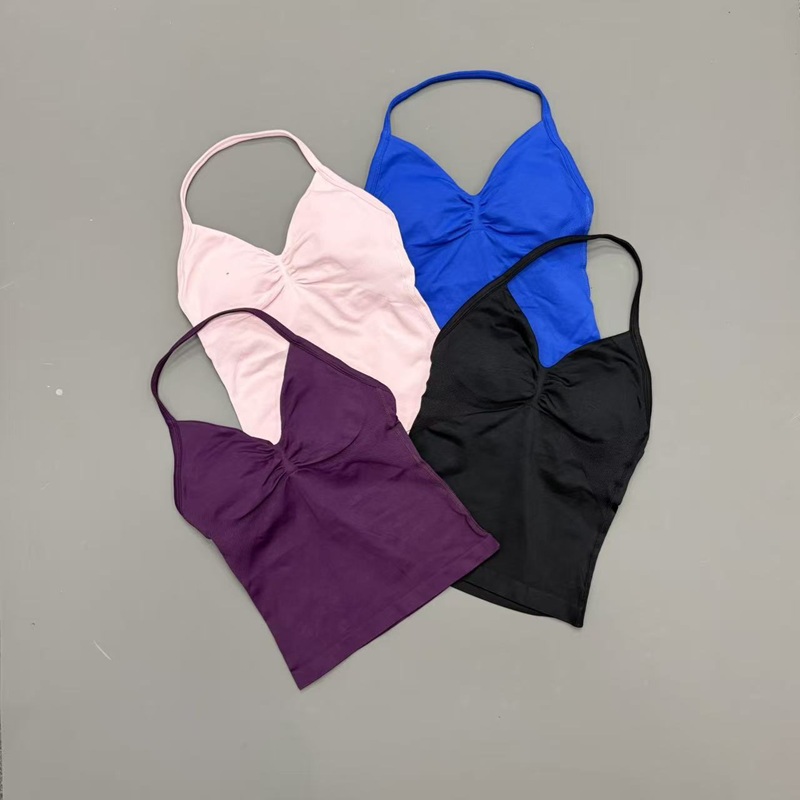 짐 여성용 스포츠 탱크탑 심리스 홀터 스파게티 스트랩  - Yoga Fitness Top 리뷰 및 가격