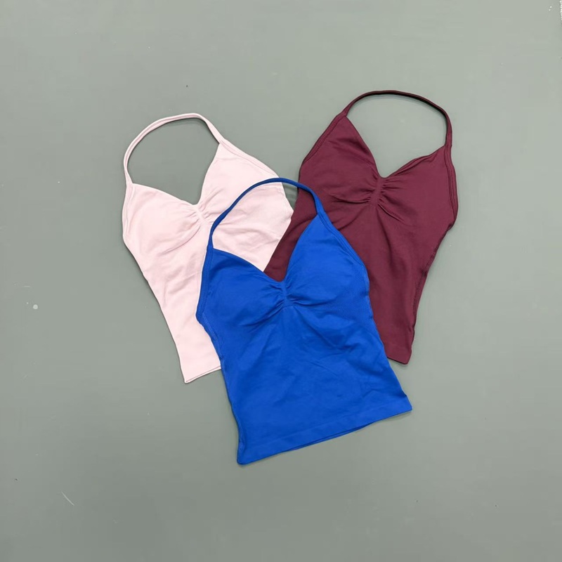 짐 여성용 스포츠 탱크탑 심리스 홀터 스파게티 스트랩  - Yoga Fitness Top 리뷰 및 가격