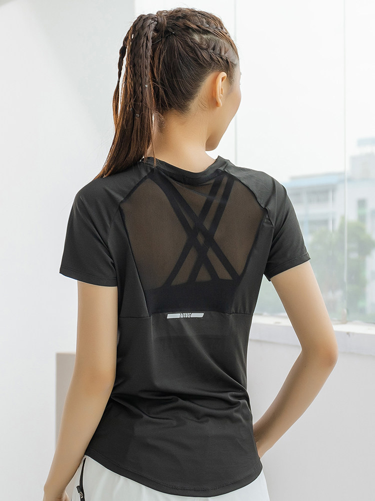 여름 스포츠 반팔 여성용 메쉬 속건 통기성 요가 탑 슬 - Yoga Fitness Top 리뷰 및 가격