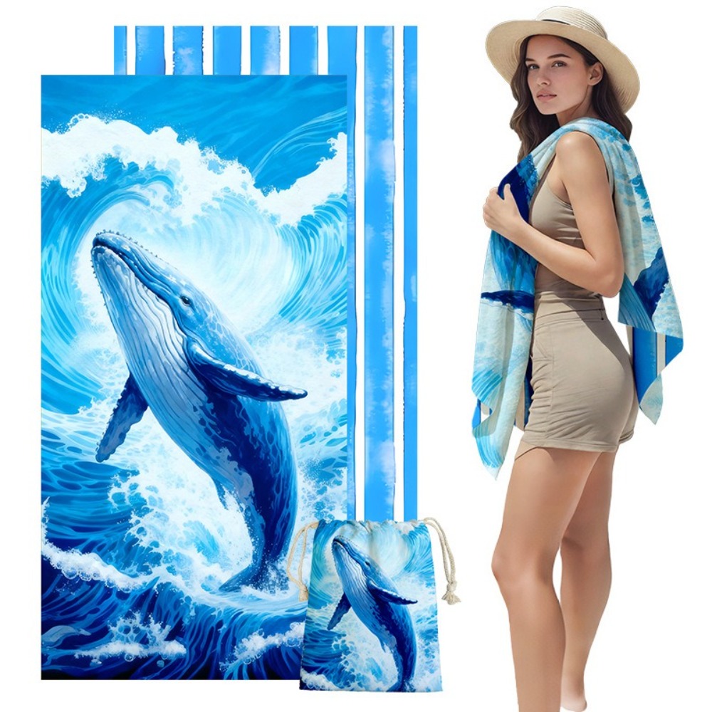 피쉬 테일 프린트 비치 타월 및 보관 가방 31x63인 - Yoga Mat For Fitness 리뷰 및 가격