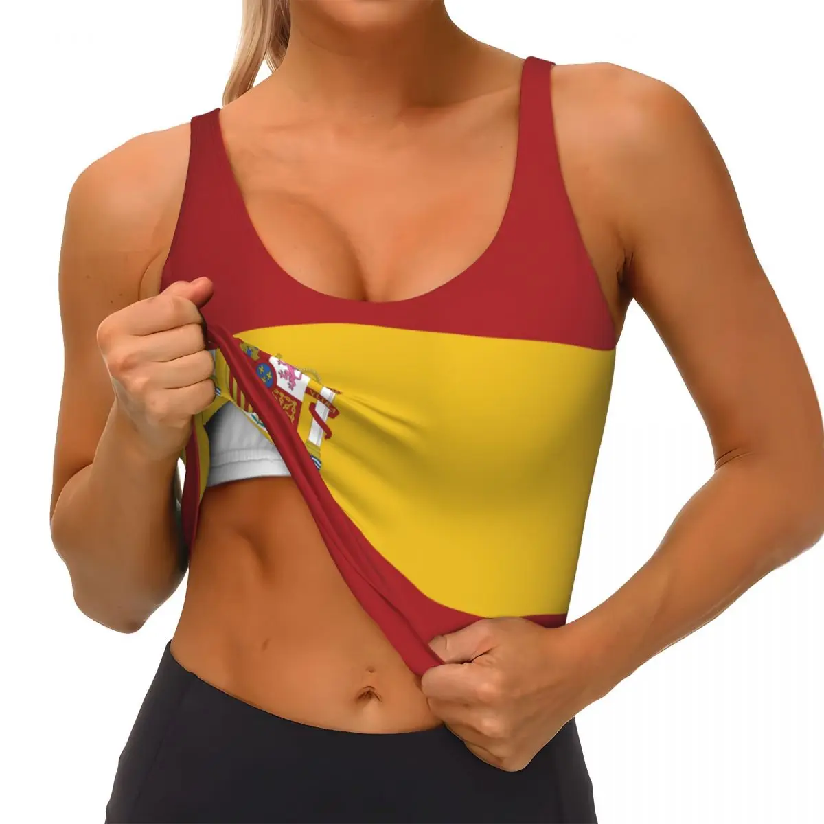 스페인 국기 기본 탑 여성 삼바 섹시한 v 넥 요가 피 - Yoga Fitness Top 리뷰 및 가격